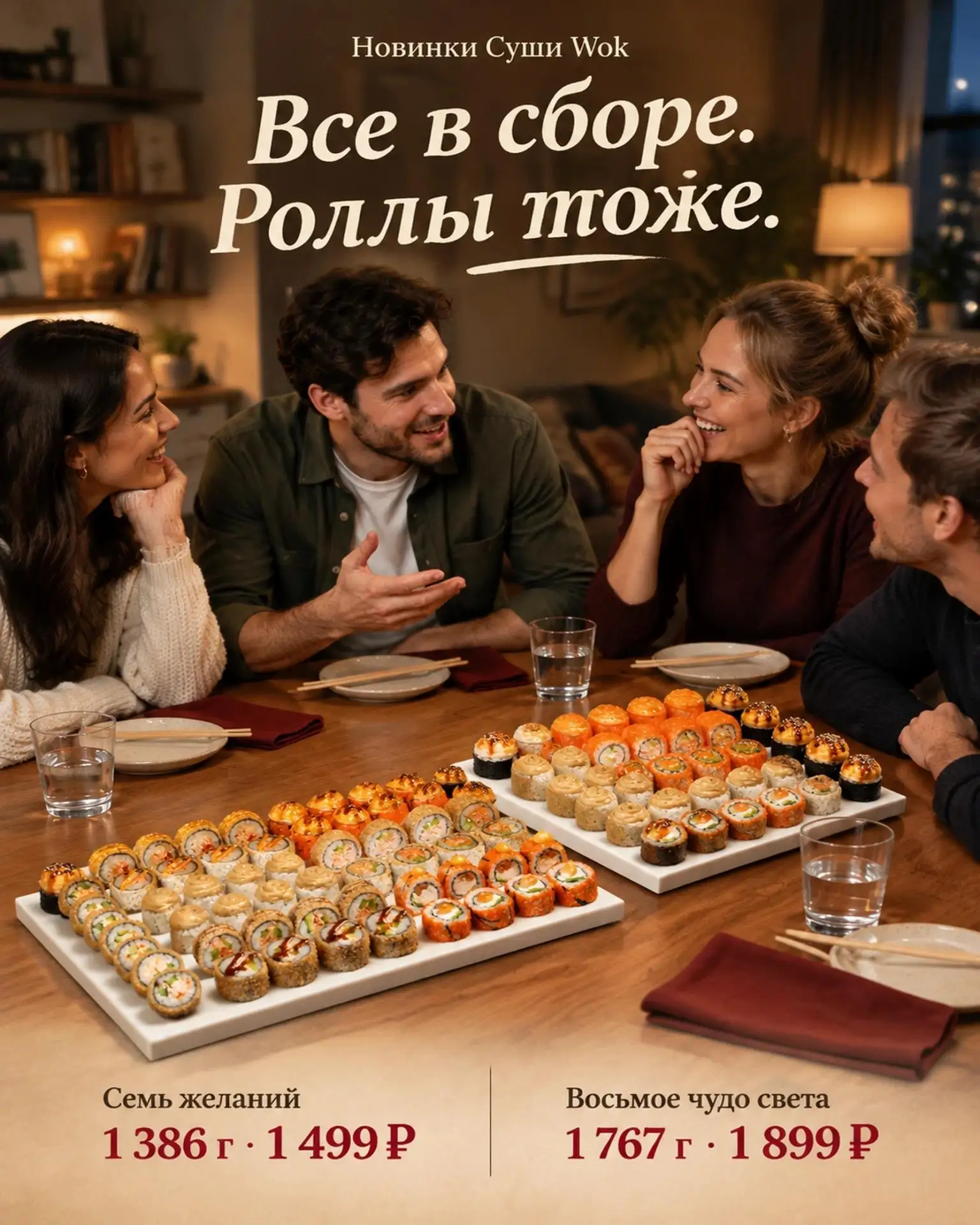 🍣 1 386 г роллов за 1 499 ₽ — знакомьтесь с новинками Суши Wok!