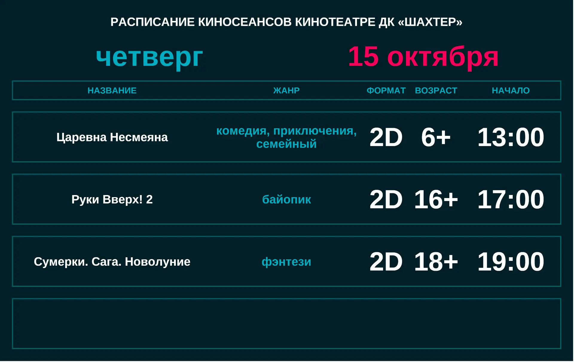 Сегодня в прокате