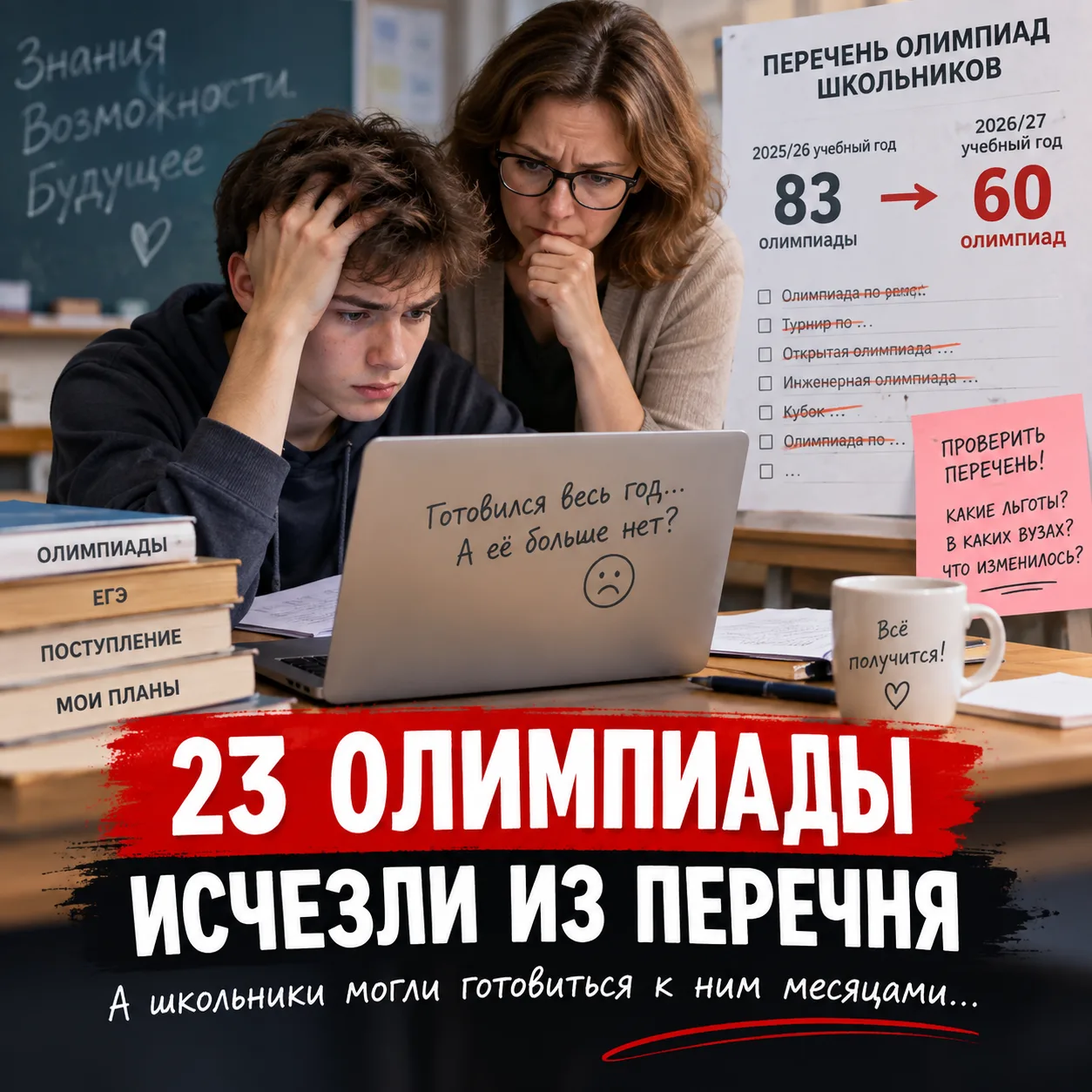 🚨 23 олимпиады исчезли из перечня. А школьники могли готовиться к ним месяцами