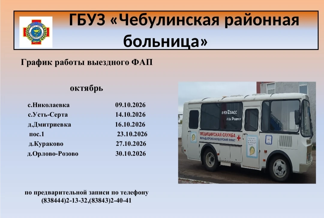 Дорогие женщины! Напоминаем, что в октябре наш мобильный ФАП продолжает работу в населе...