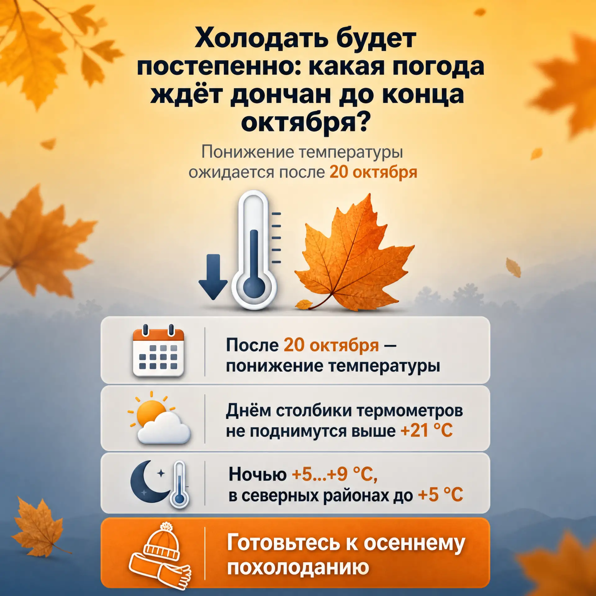 Холодать будет постепенно: какая погода ждёт дончан до конца октября?