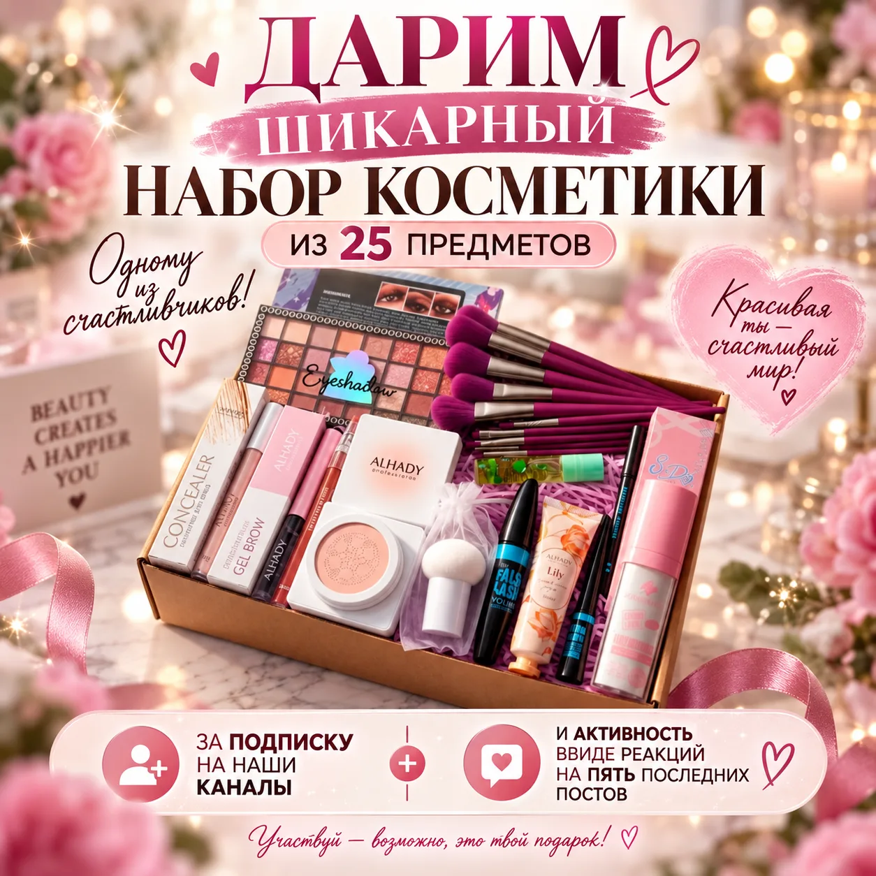 Розыгрыш набор косметики из 25 предметов для одного победителя 🏆