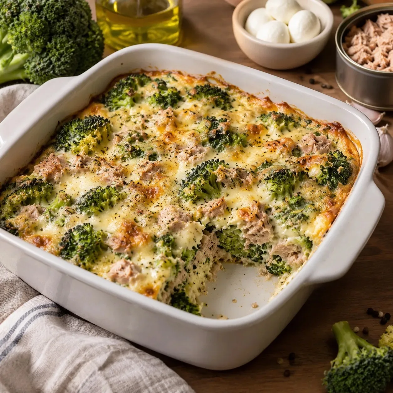 Лёгкая ПП-запеканка с тунцом и брокколи