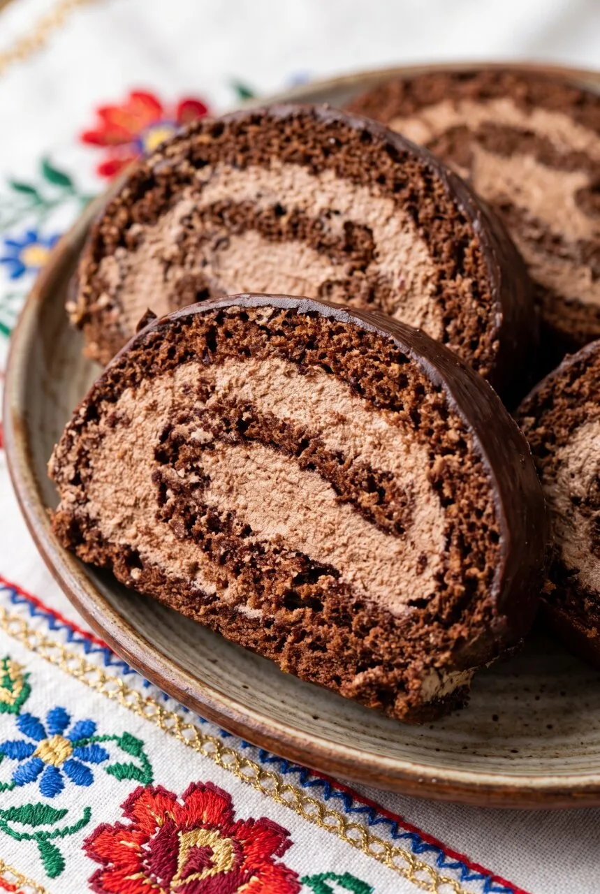 ШОКОЛАДНЫЙ РУЛЕТ ПРАГА С НЕЖНЫМ ЗАВАРНЫМ КРЕМОМ И ТЁМНОЙ ГЛАЗУРЬЮ ДЛЯ ДОМАШНЕГО ЧАЕПИТИЯ