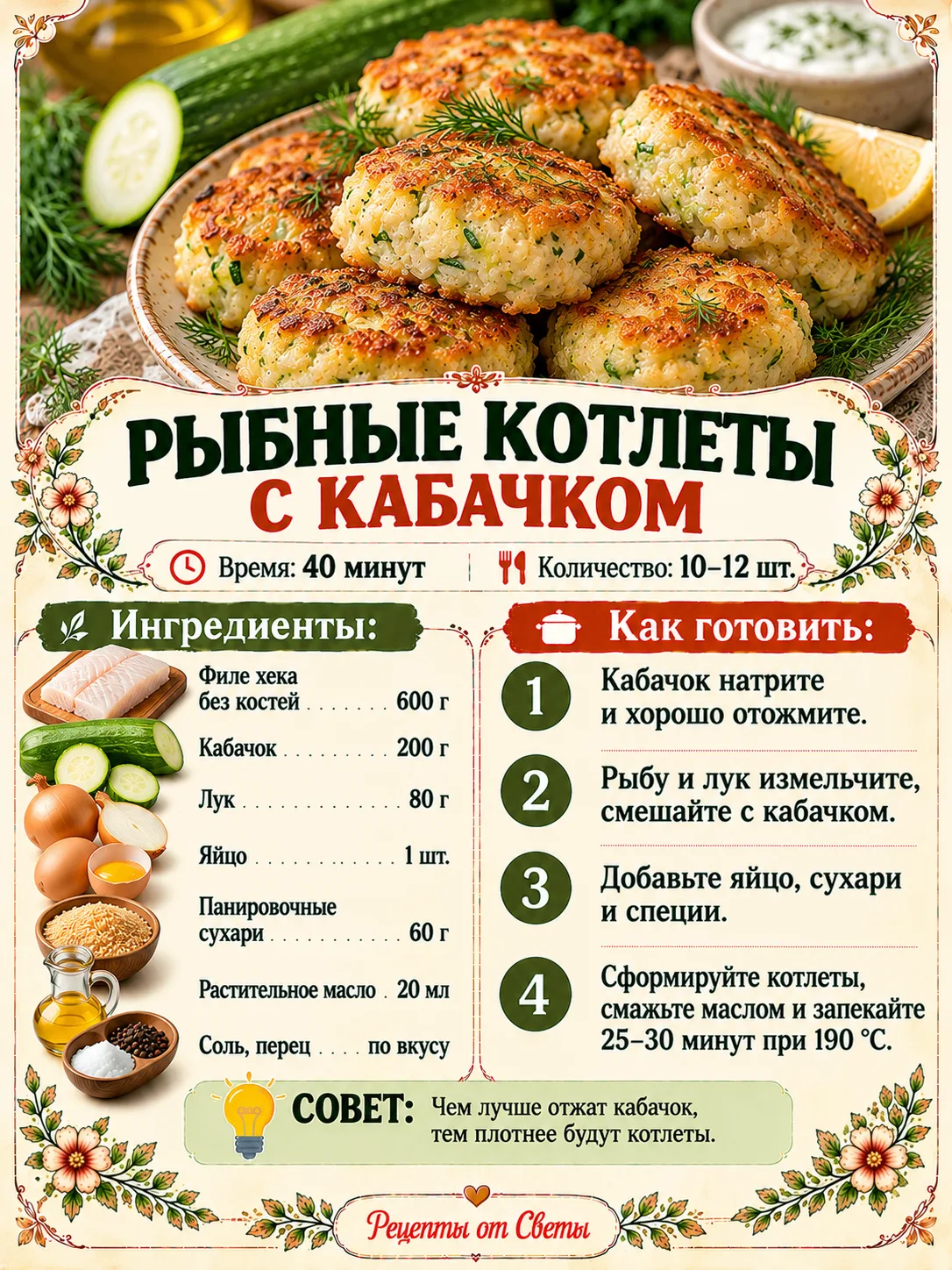 🐟 Рыбные котлеты с кабачком