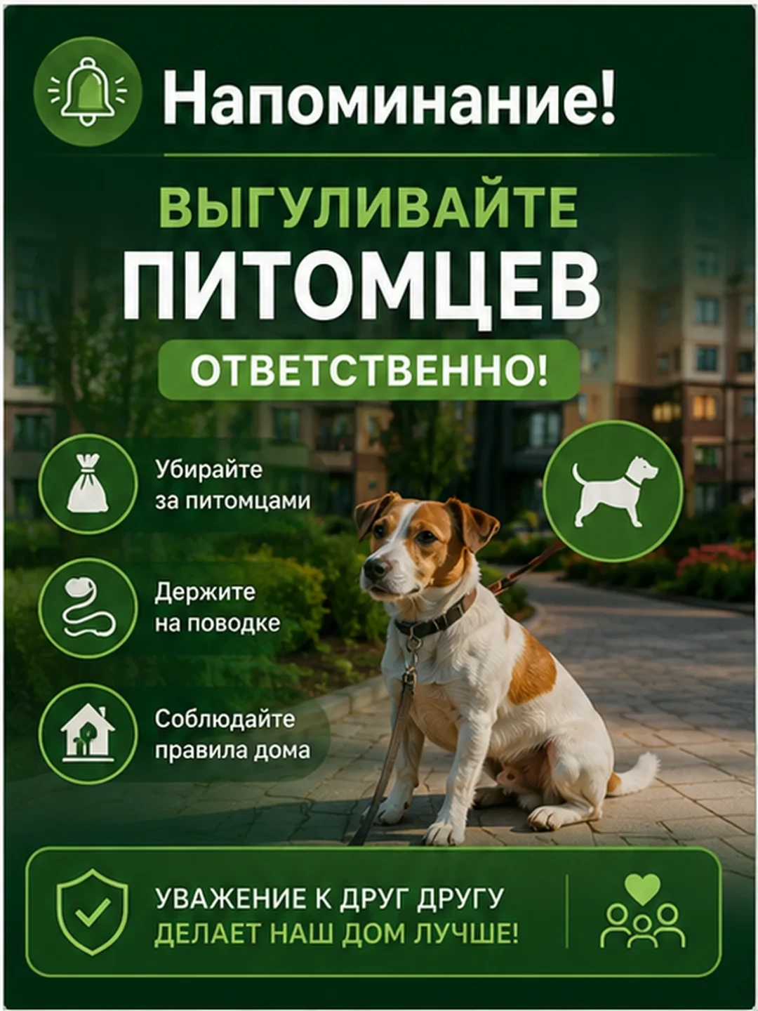 🦮Напоминаем о правилах выгула домашних питомцев!🦮
