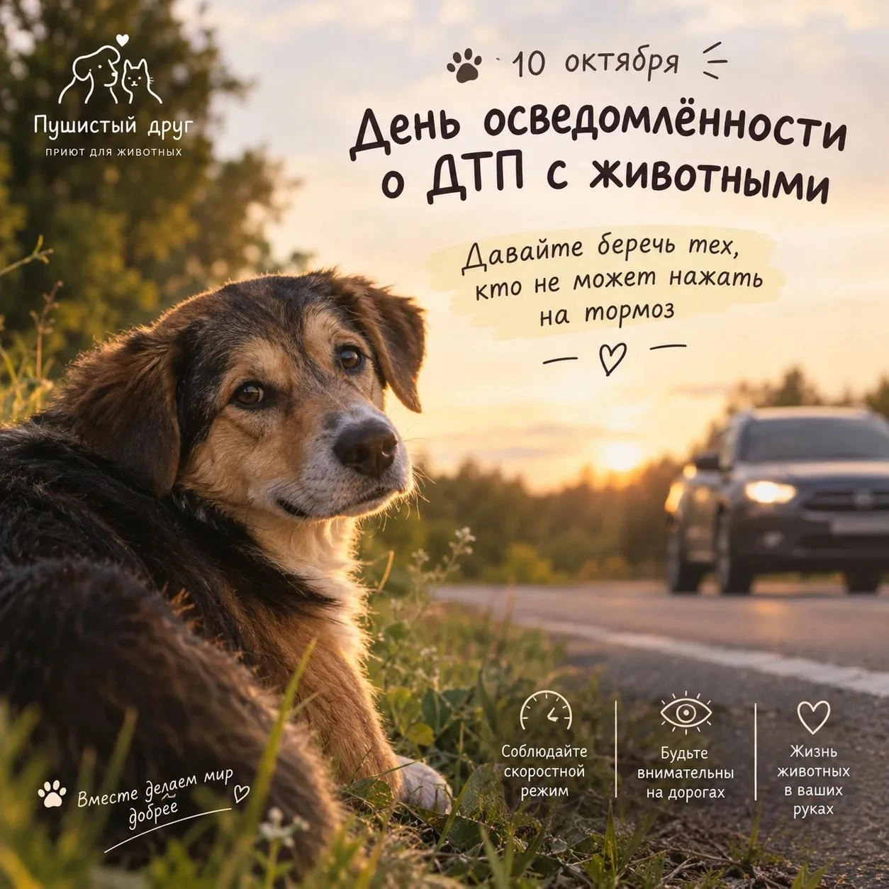 🚗 День осведомлённости о ДТП с животными: давайте беречь тех, кто не может нажать на т...