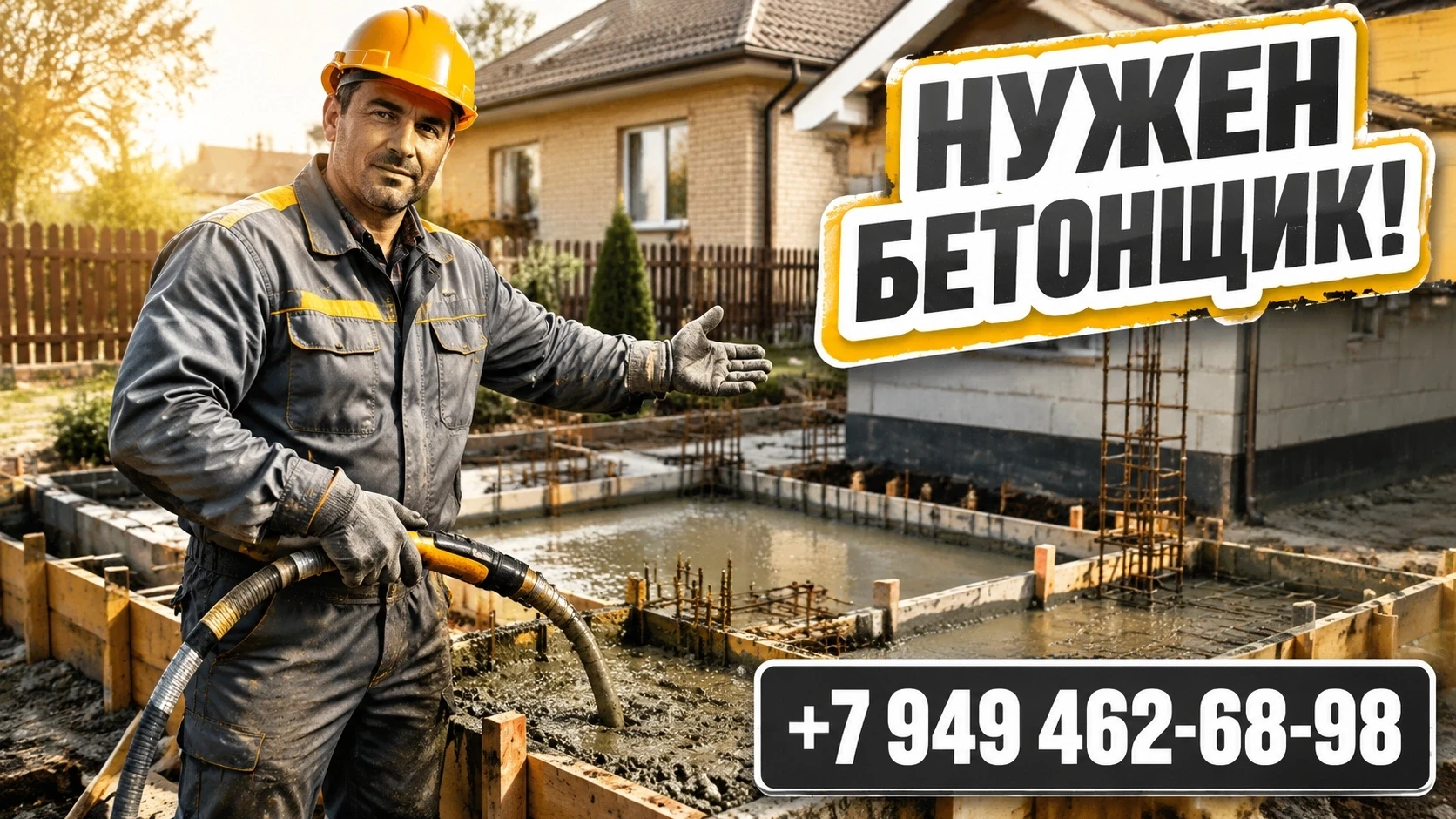 🔨 Требуется специалист для бетонных работ. Основные направления: устройство фундаменто...