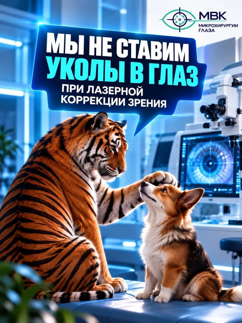 Во время лазерной коррекции нет никаких игл, скальпелей или других колющих и режущих ин...