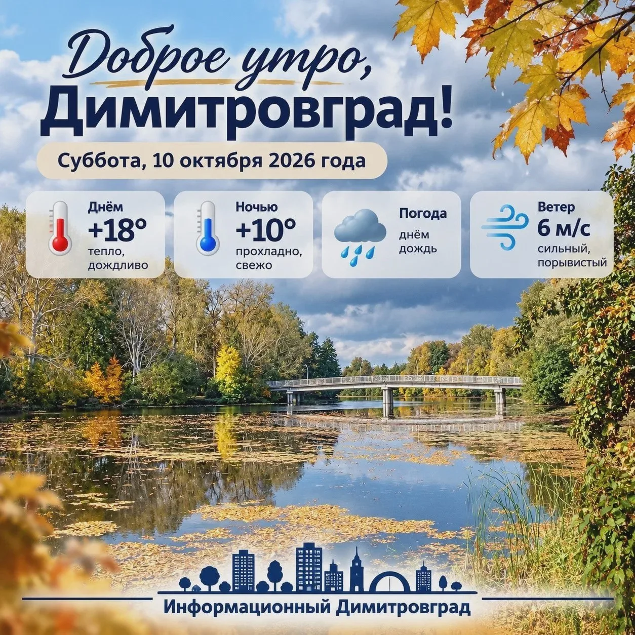 🌧️ Погода в Димитровграде на субботу