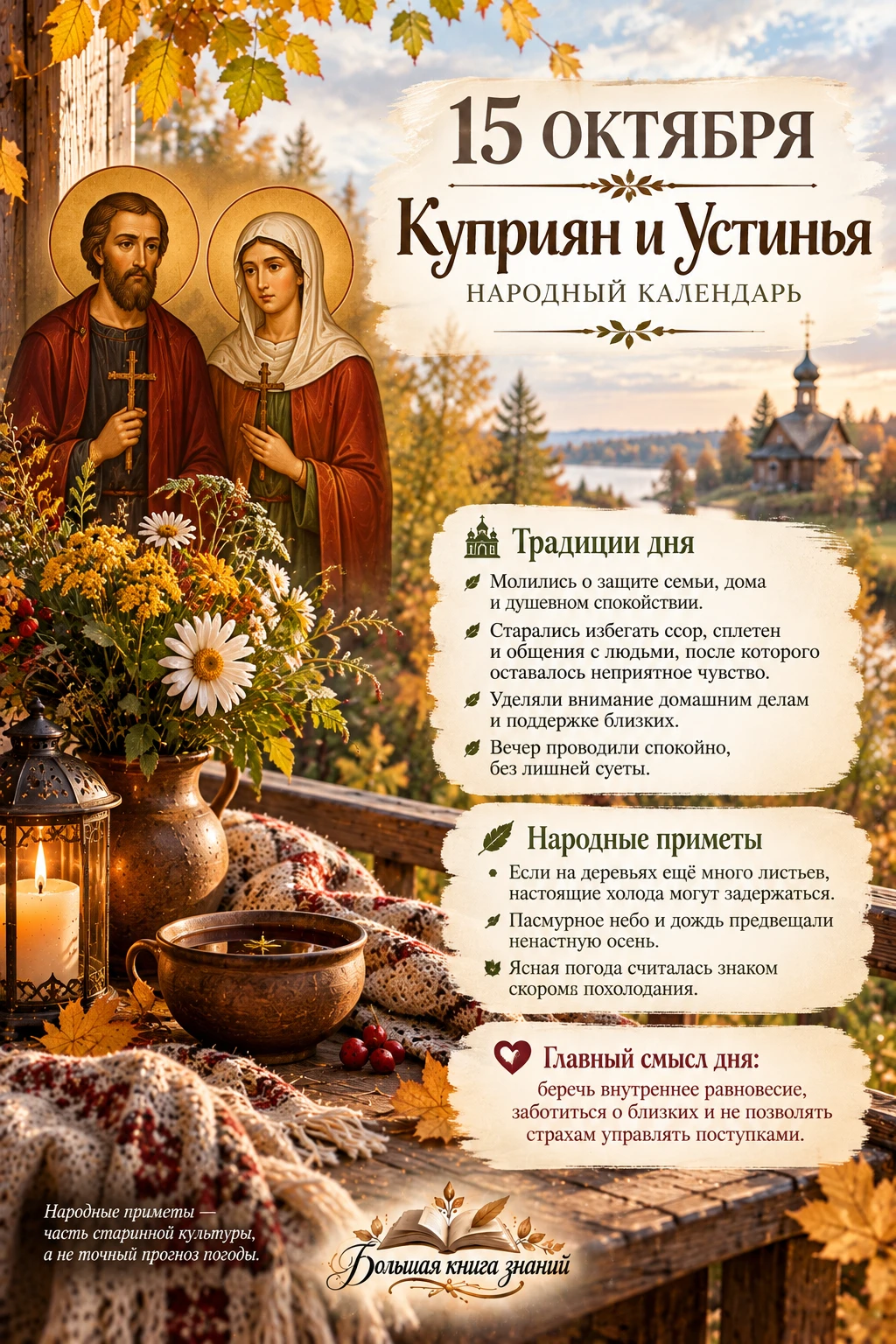 🍂 15 ОКТЯБРЯ — КУПРИЯН И УСТИНЬЯ