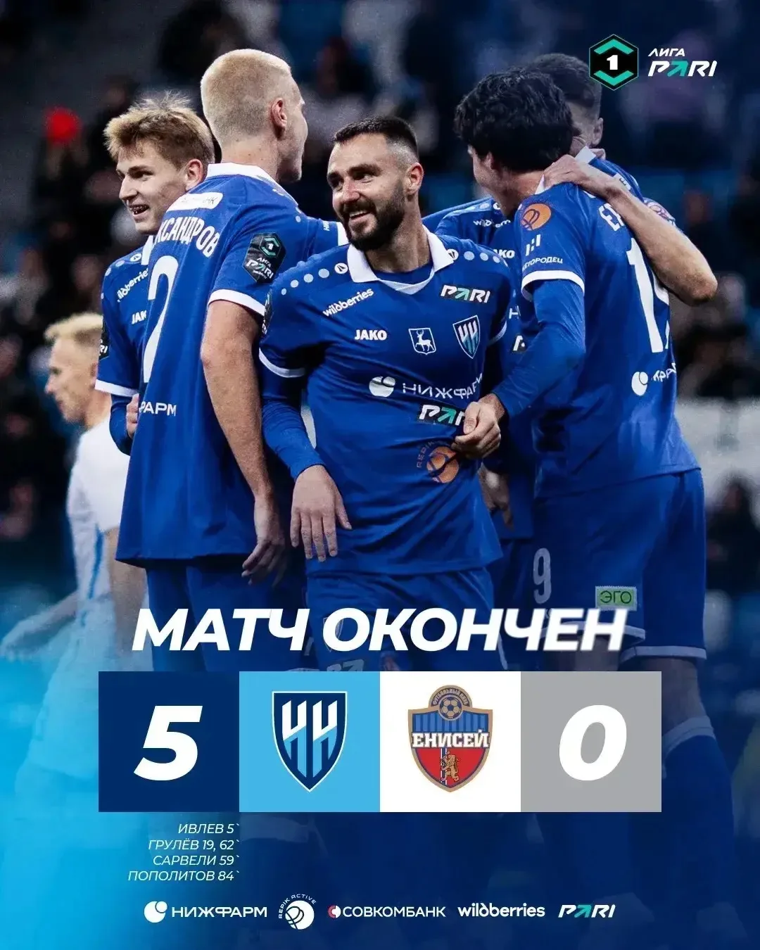 ⚽️ «Нижний Новгород» вернулся после паузы с разгромом