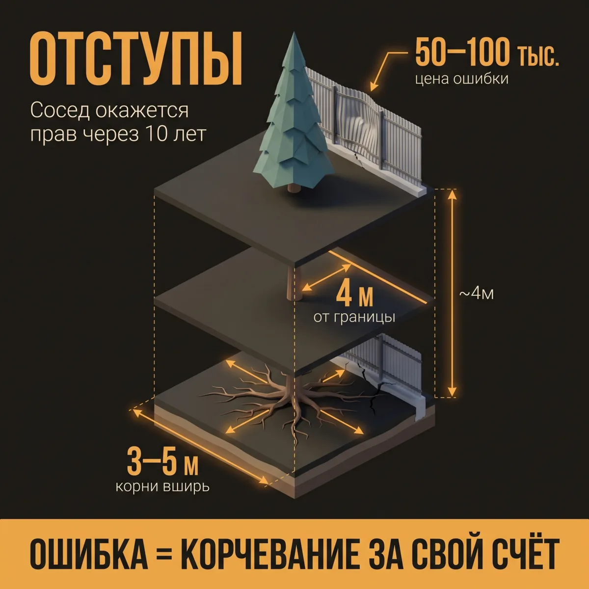 🌲 Хвойные вдоль забора: расстояния, о которых не знают