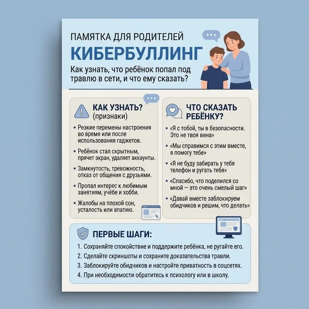📢Кибербуллинг. Важная памятка для родителей.
