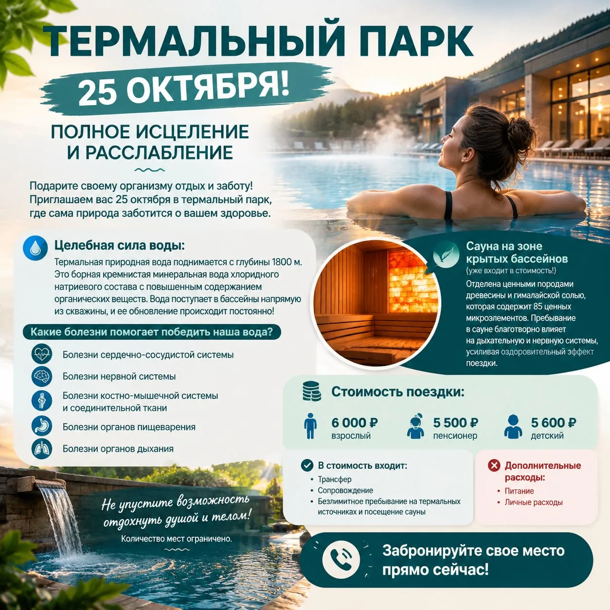 🌿 ТЕРМАЛЬНЫЙ ПАРК ПСЫГУПС — 25 ОКТЯБРЯ! ПОЛНОЕ ИСЦЕЛЕНИЕ И РАССЛАБЛЕНИЕ 💧