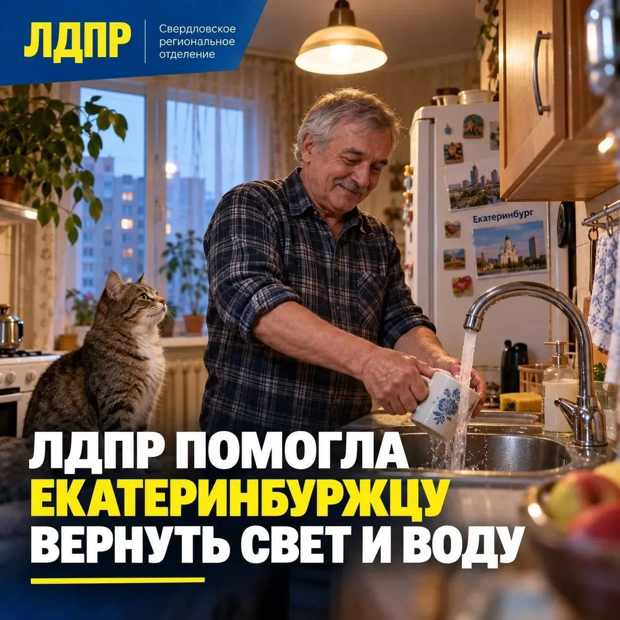 ЛДПР помогла екатеринбуржцу вернуть свет и воду