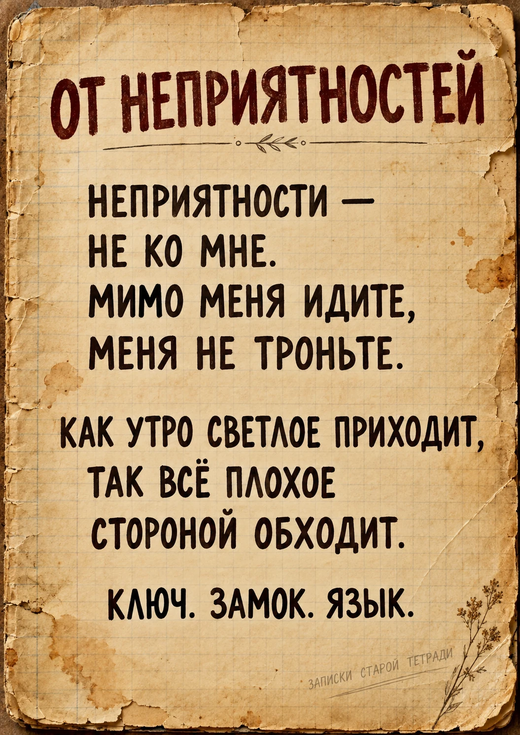 ОТ НЕПРИЯТНОСТЕЙ   Читают по средам утром, до умывания.