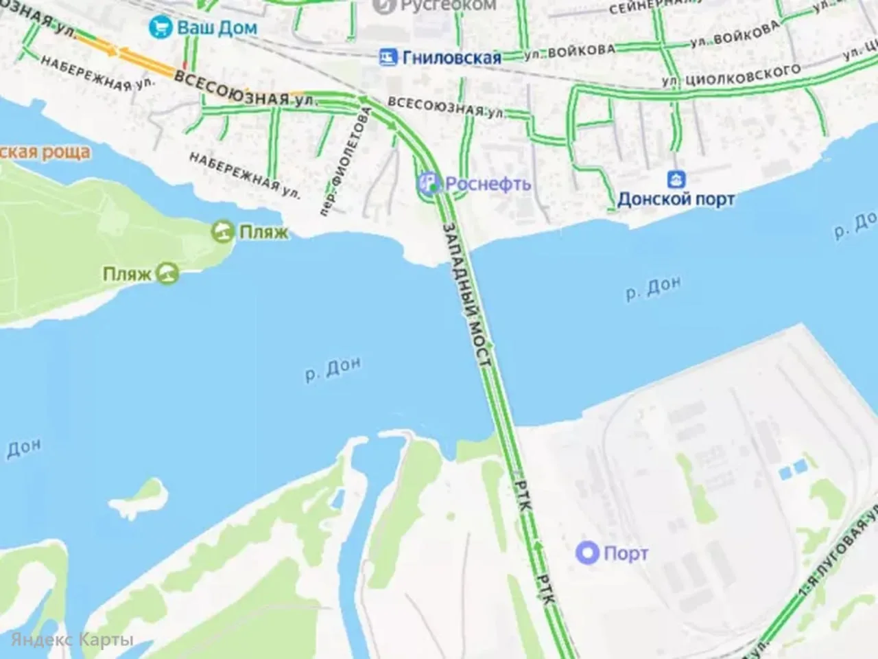 В Ростове возобновили движение по Западному мосту после атаки БПЛА. Ограничения, введен...