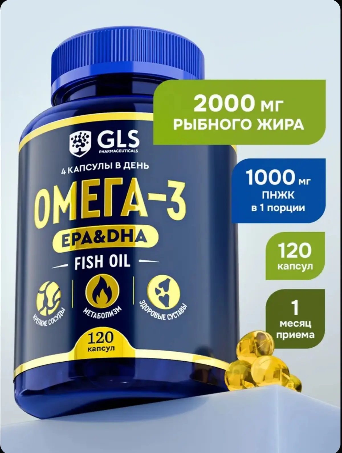 ☑️ Омега 3 1000мг Триглицеридная Fish Oil, омега3 витамины для взрослых для красоты, зд...
