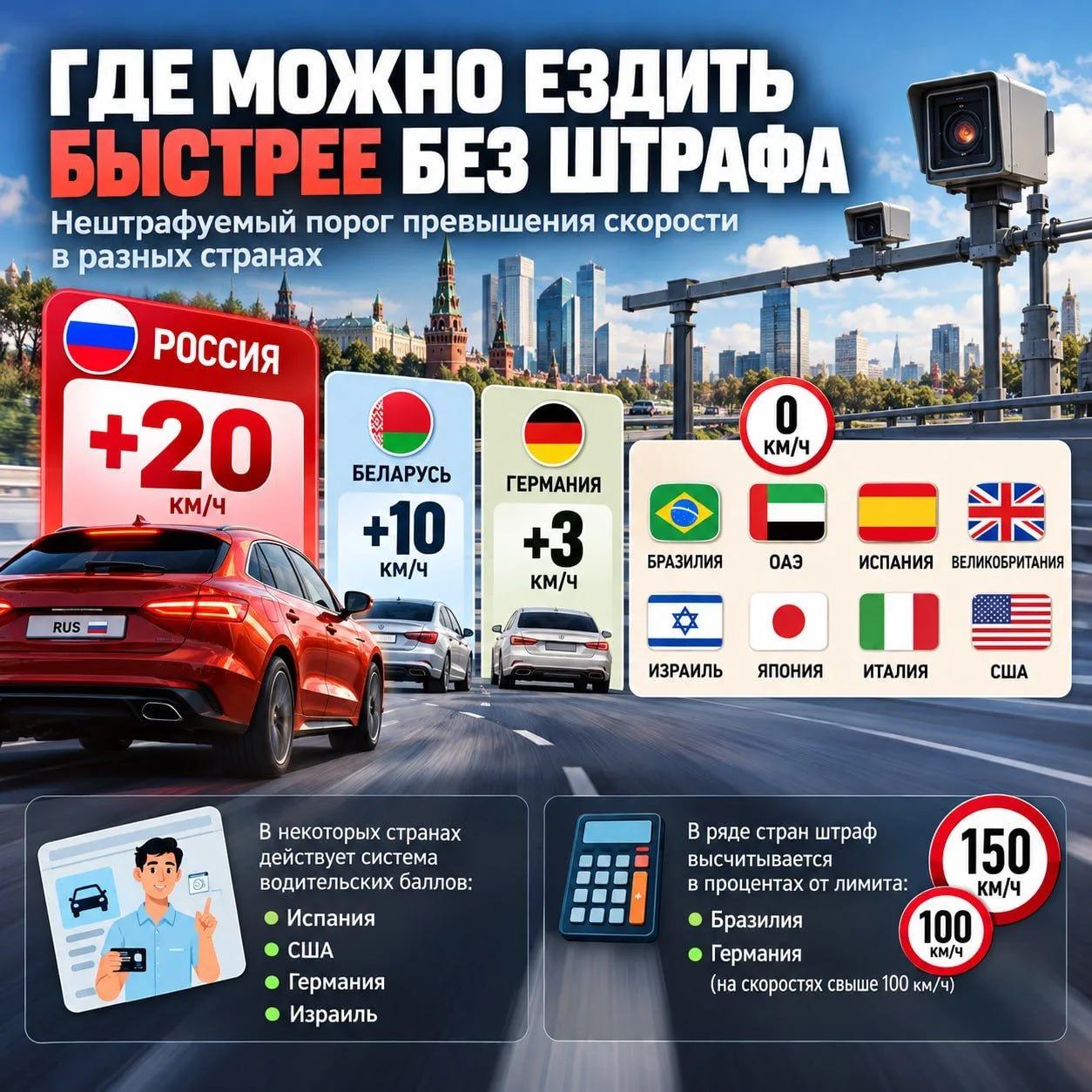🇷🇺 Россия — одна из самых лояльных стран к превышению скорости