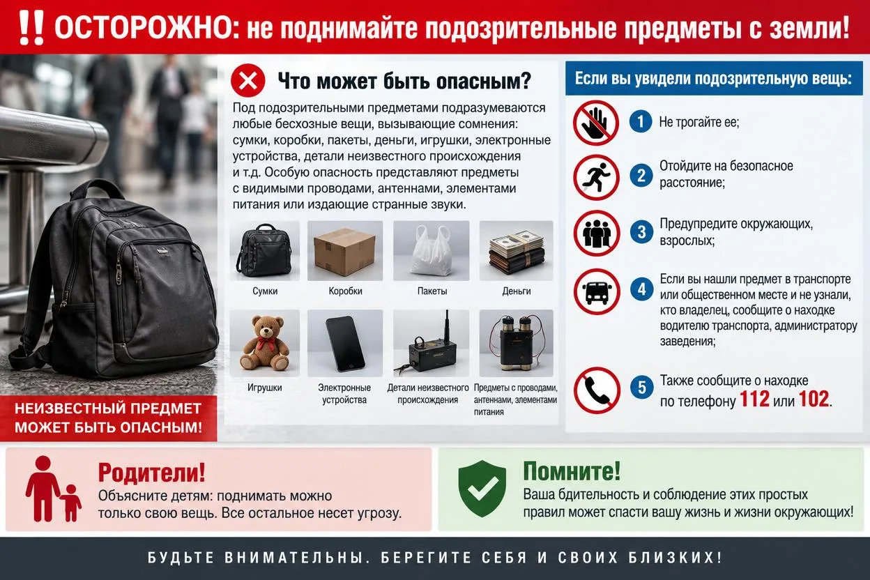 ‼️ Осторожно: не поднимайте подозрительные предметы с земли!