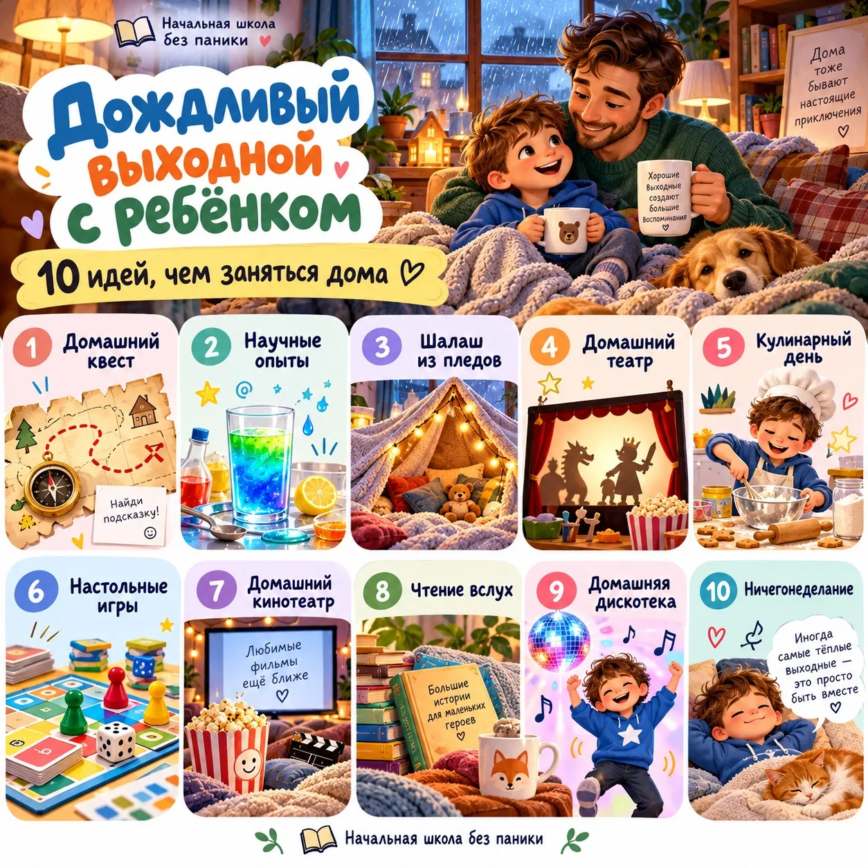 🌧 Дождливый выходной с ребёнком: чем заняться дома