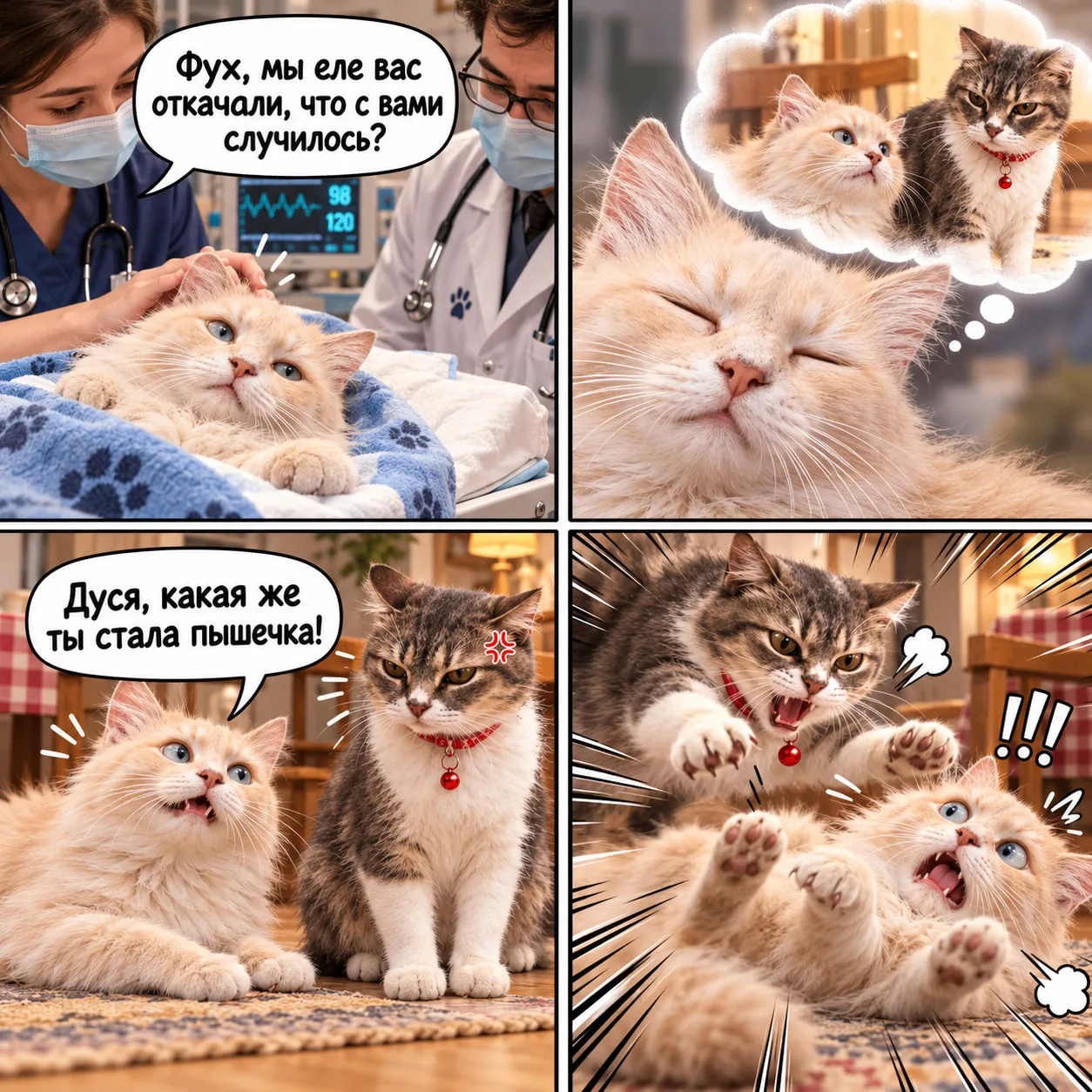 🐈🐈‍⬛ Премьера комикса с нашими офисными котами Персиком и Дусей.