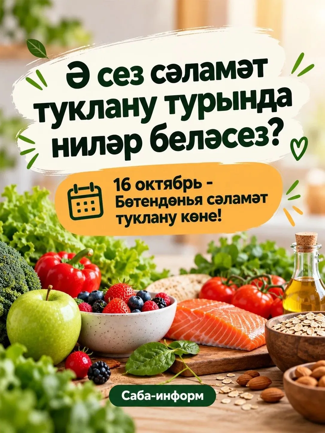 🥗 16 октябрь - Бөтендөнья сәламәт туклану көне!
