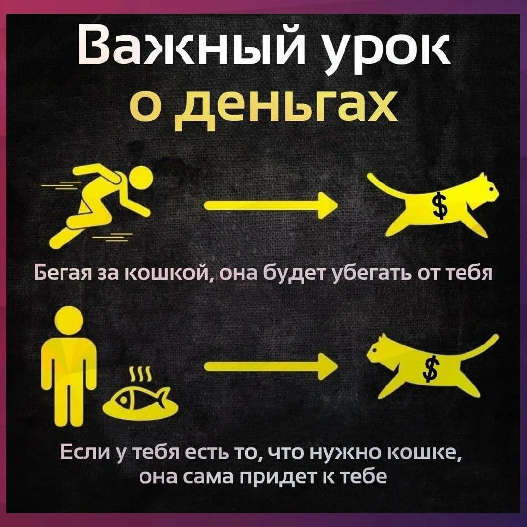 💸 «Бегая за кошкой — она будет убегать. Сделай так, чтобы кошка бегала за тобой»