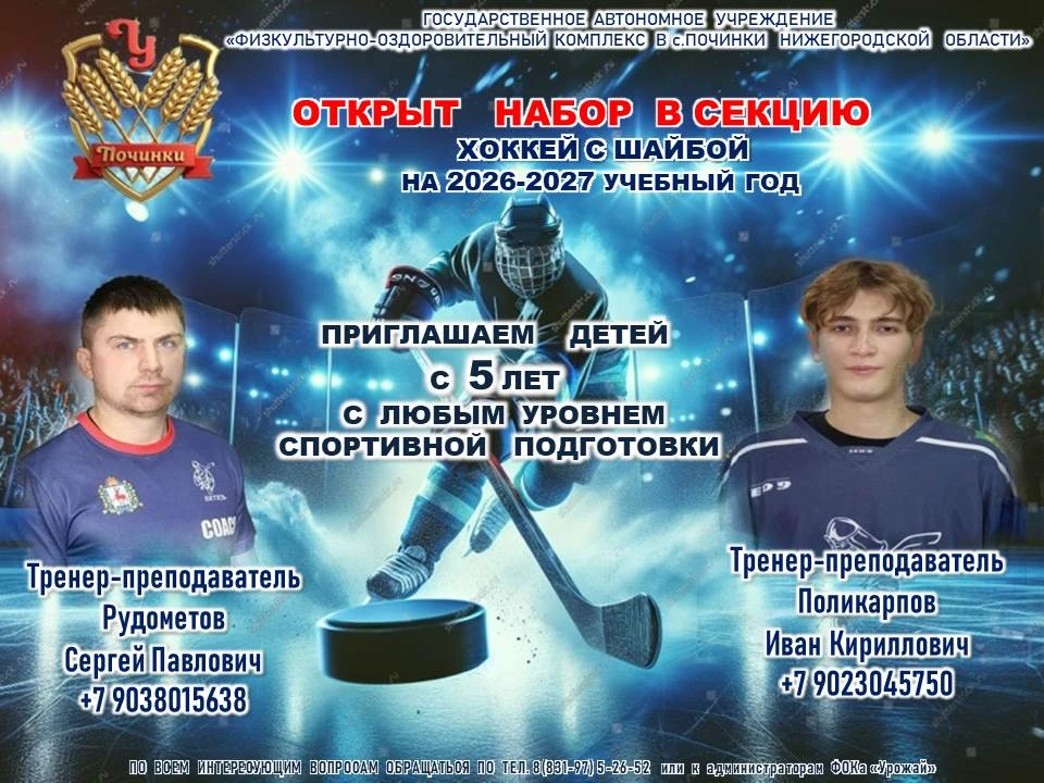 🏒 Отличная новость для всех любителей хоккея в Починковском округе!