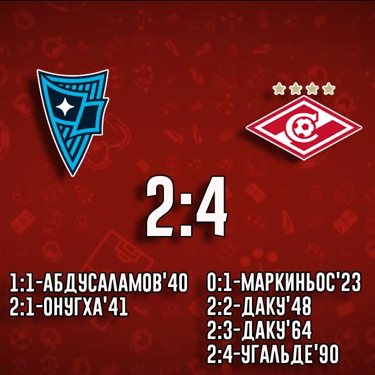 "Спартак" победил "Родину" со счётом 4:2
