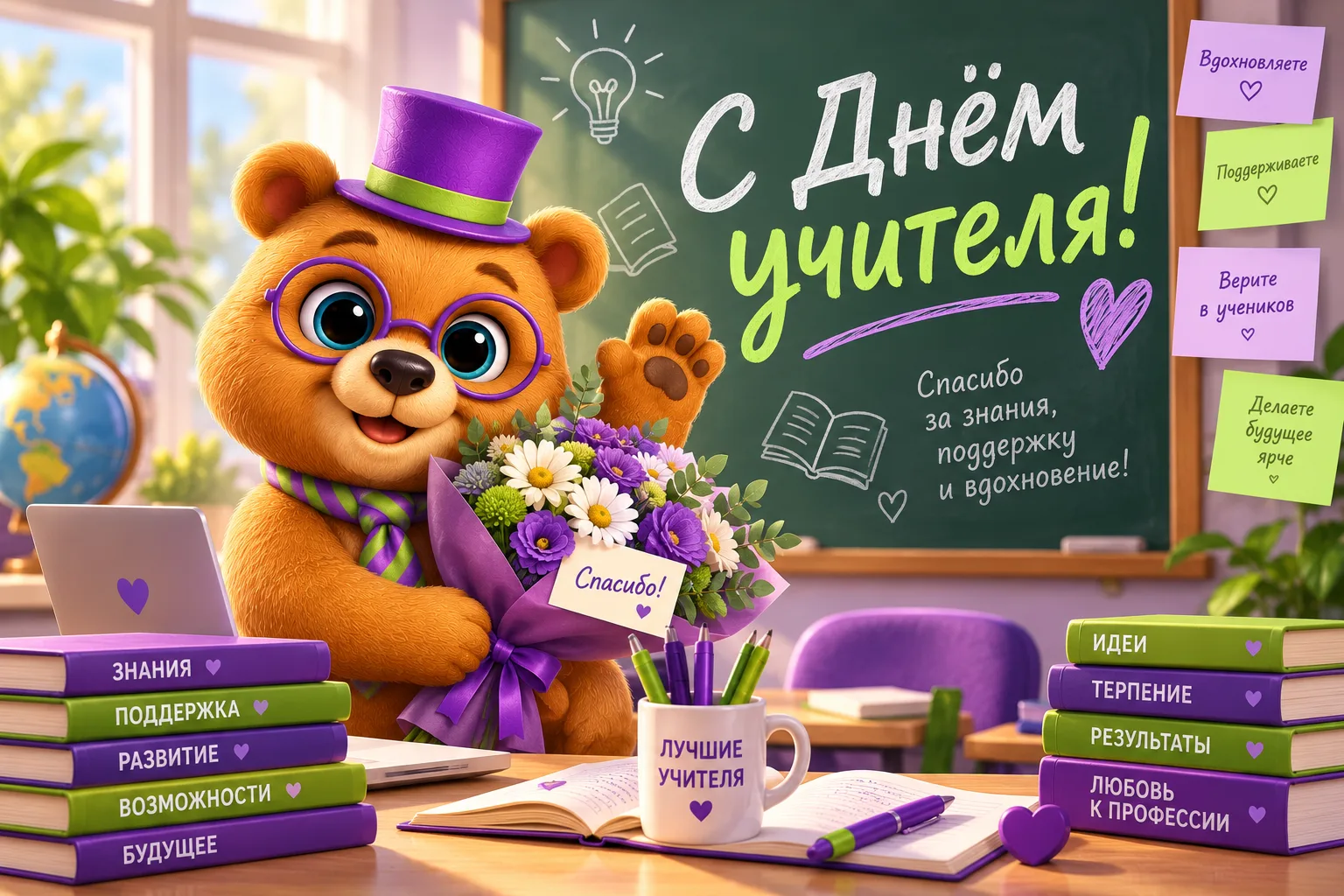 С Днём учителя, команда Мэсэдж+! 💜