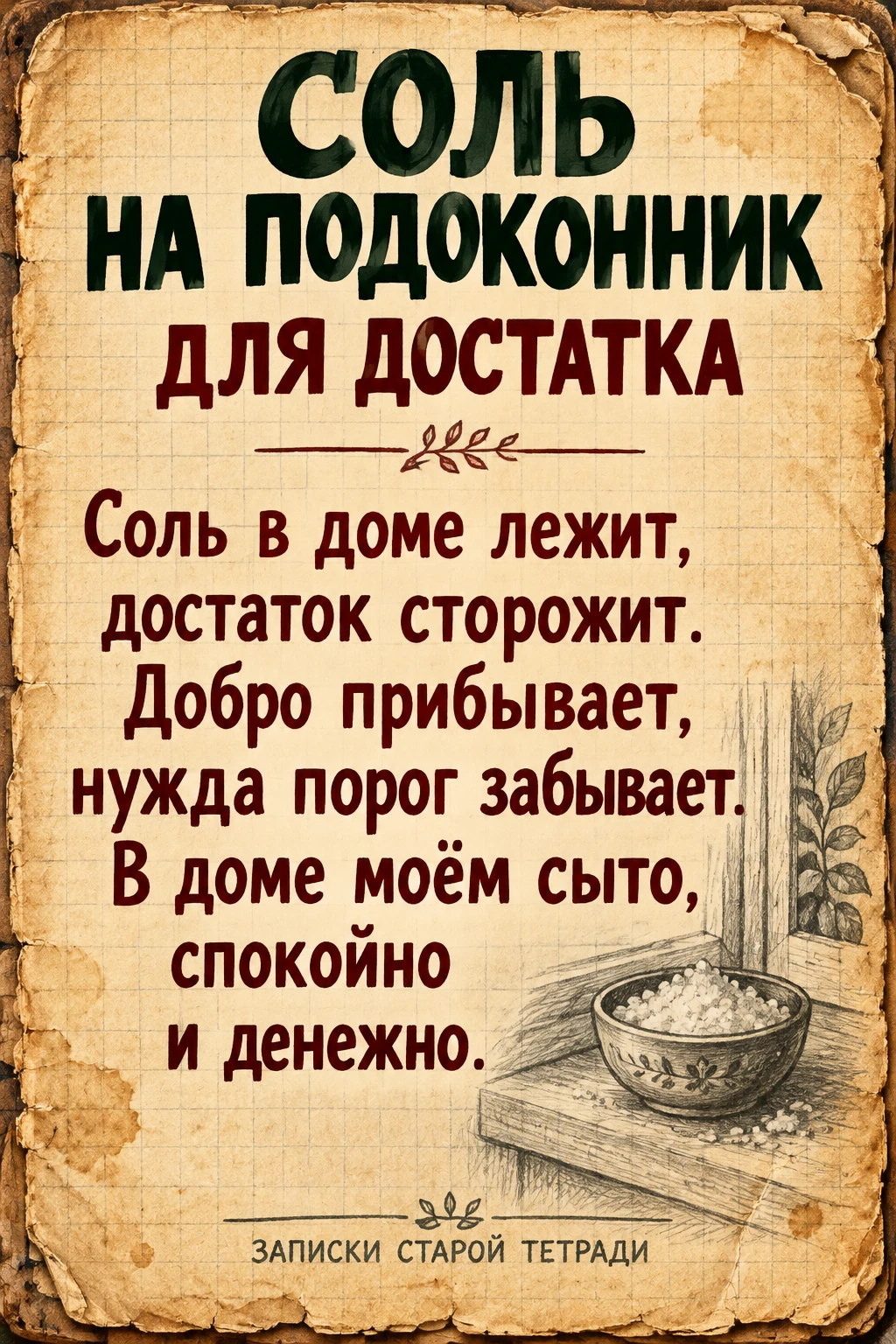 🧂 СОЛЬ НА ПОДОКОННИК ДЛЯ ДОСТАТКА