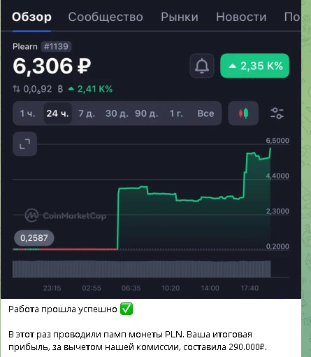 Вместо акций — криптопампы с обещанием 500% за 4 часа