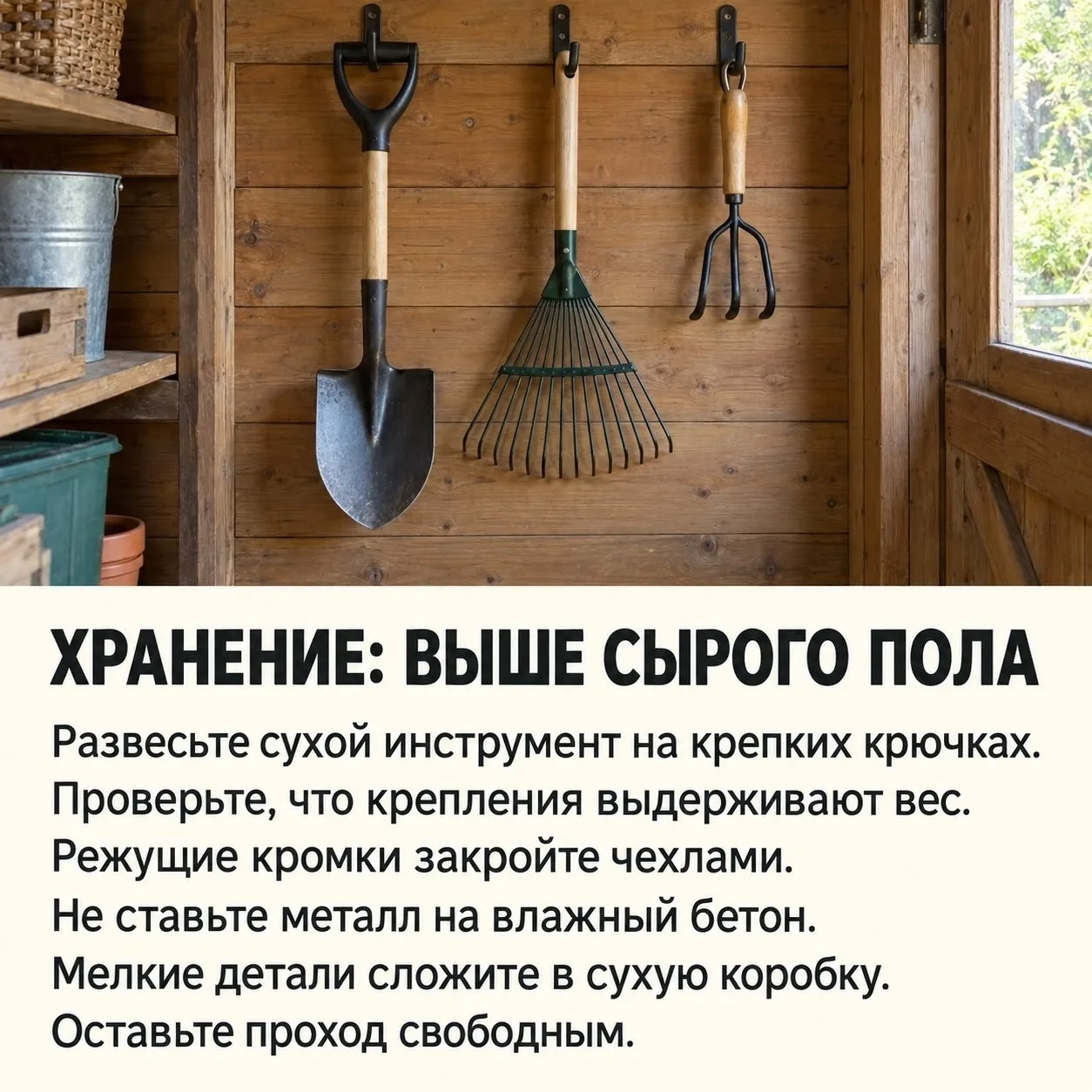 Инструменты, которые не понадобятся до следующего сезона, стараюсь сразу привести в пор...