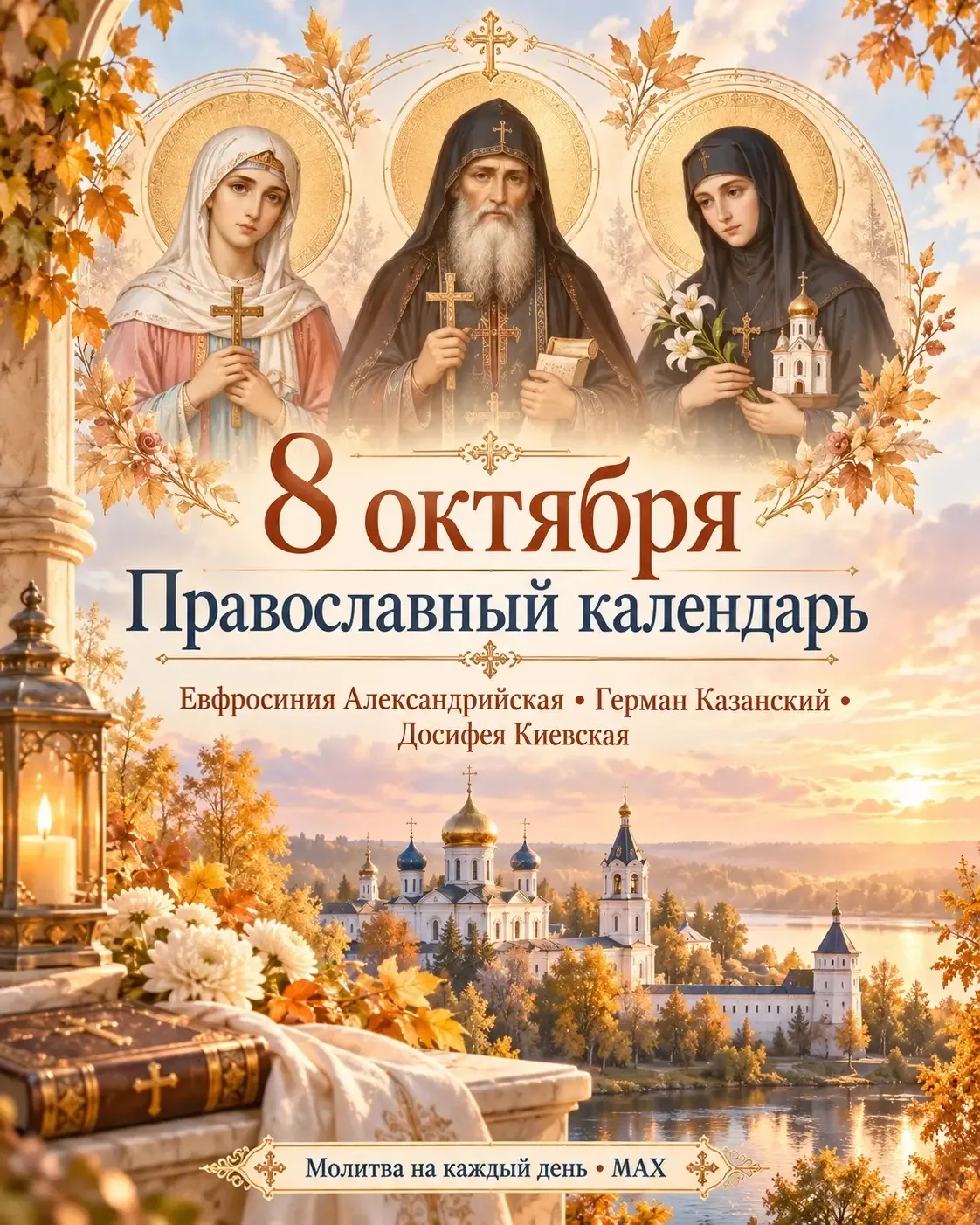 🕊️ 8 октября — преподобная Евфросиния Александрийская, святитель Герман Казанский и пр...