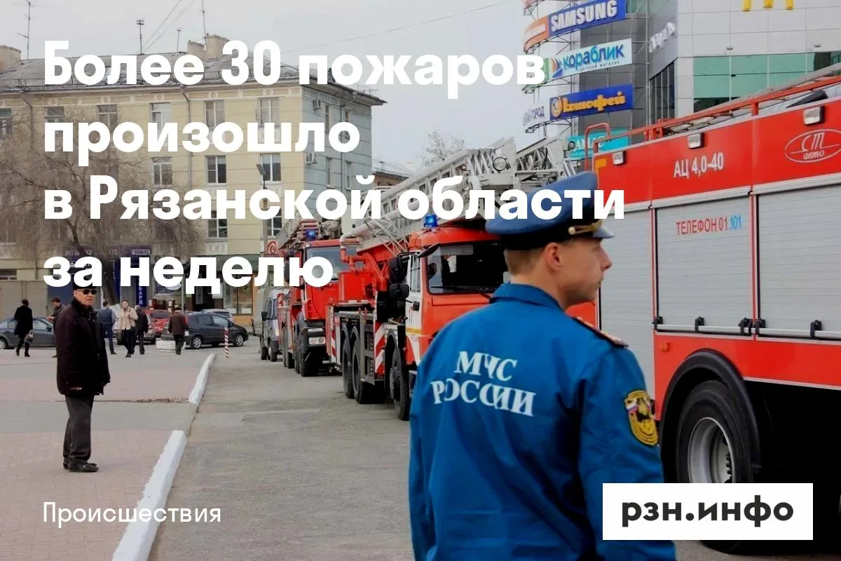 Более 30 пожаров произошло в Рязанской области за неделю