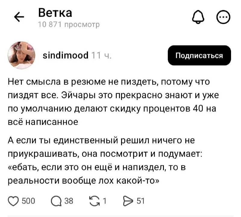 В сети снова размышляют о тонкостях поиска работы.