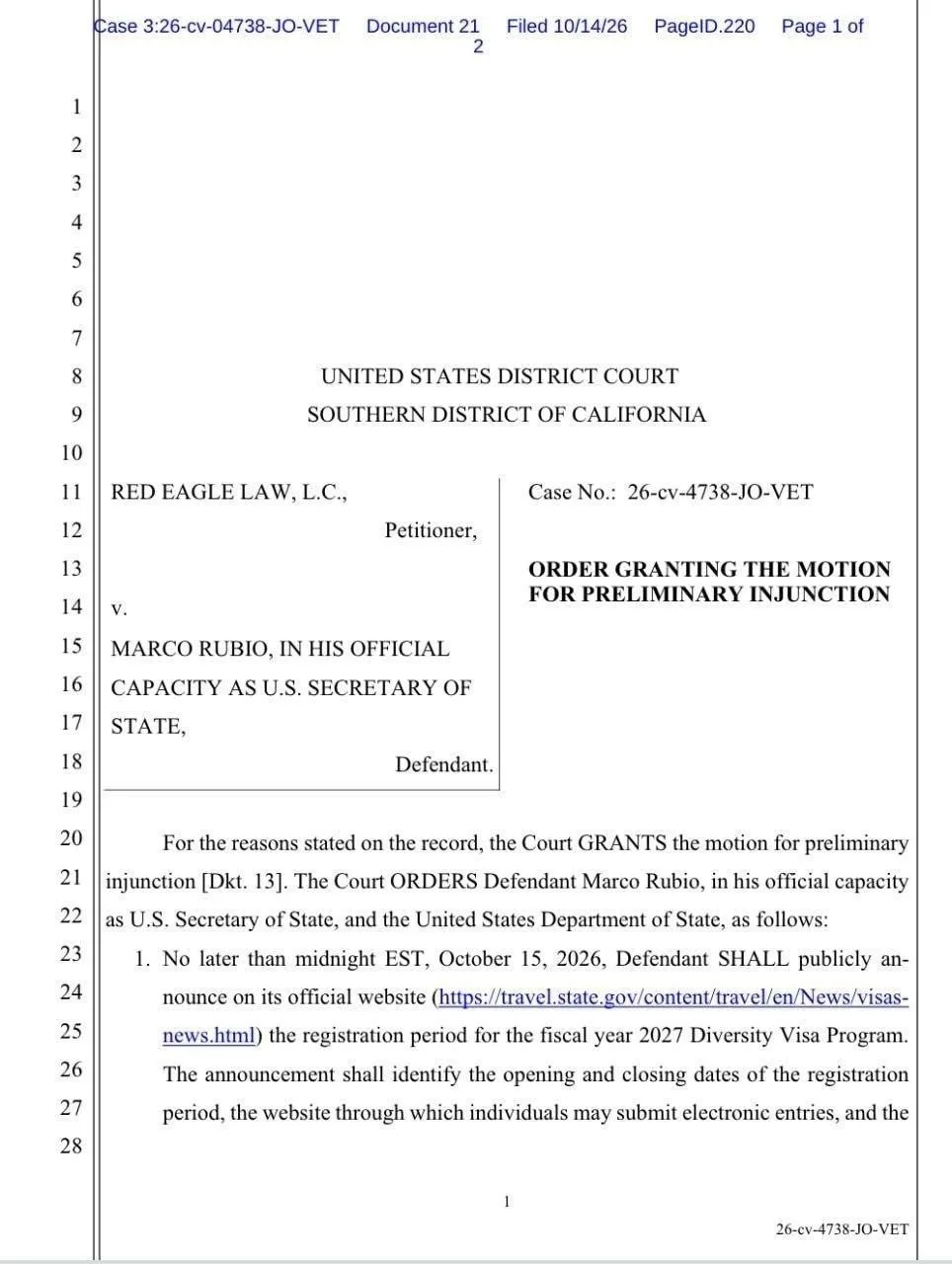 🤑Суд обязал США открыть до 1 ноября регистрацию на лотерею грин-карт — розыгрыш права ...
