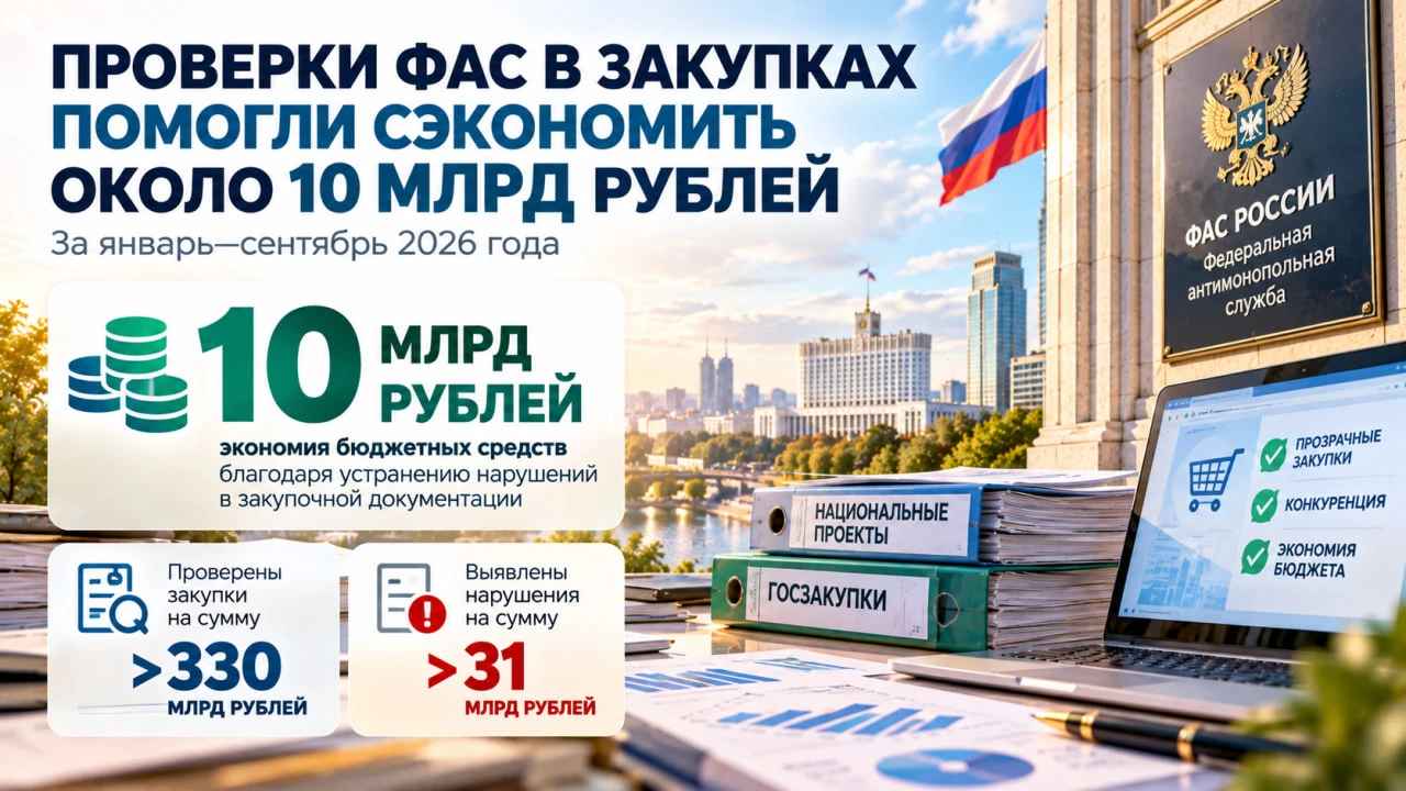 Корректировка закупочной документации по предписаниям ФАС позволила сэкономить около 10...
