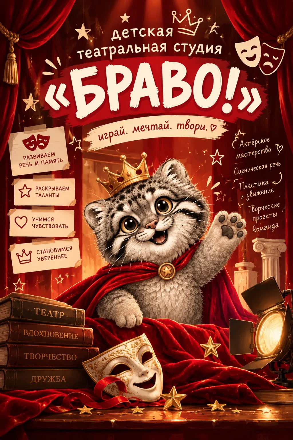 🎭Открыт дополнительный набор в детскую театральную студию «БРАВО»🎭