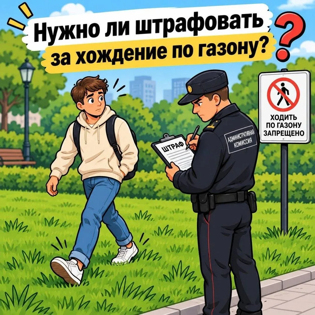 Сосед считает, что нужно штрафовать тех, кто ходит по газону. Тогда, по его мнению, не ...