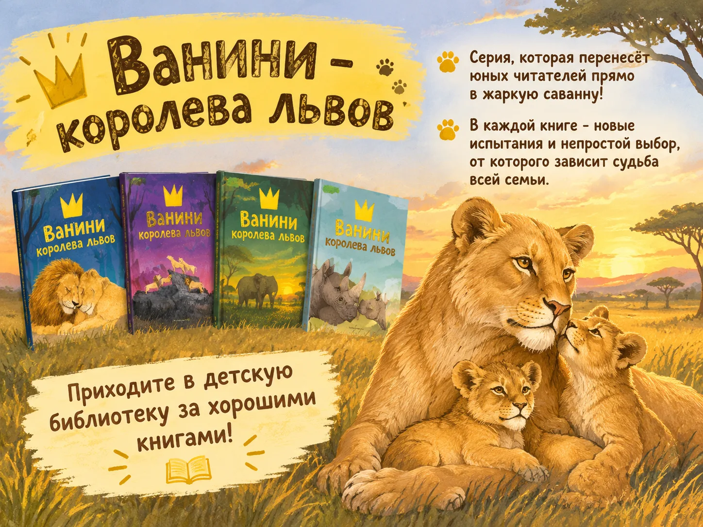 🦁«Ванини — королева львов» (автор Ли Хён) — серия, которая перенесёт юных читателей пр...
