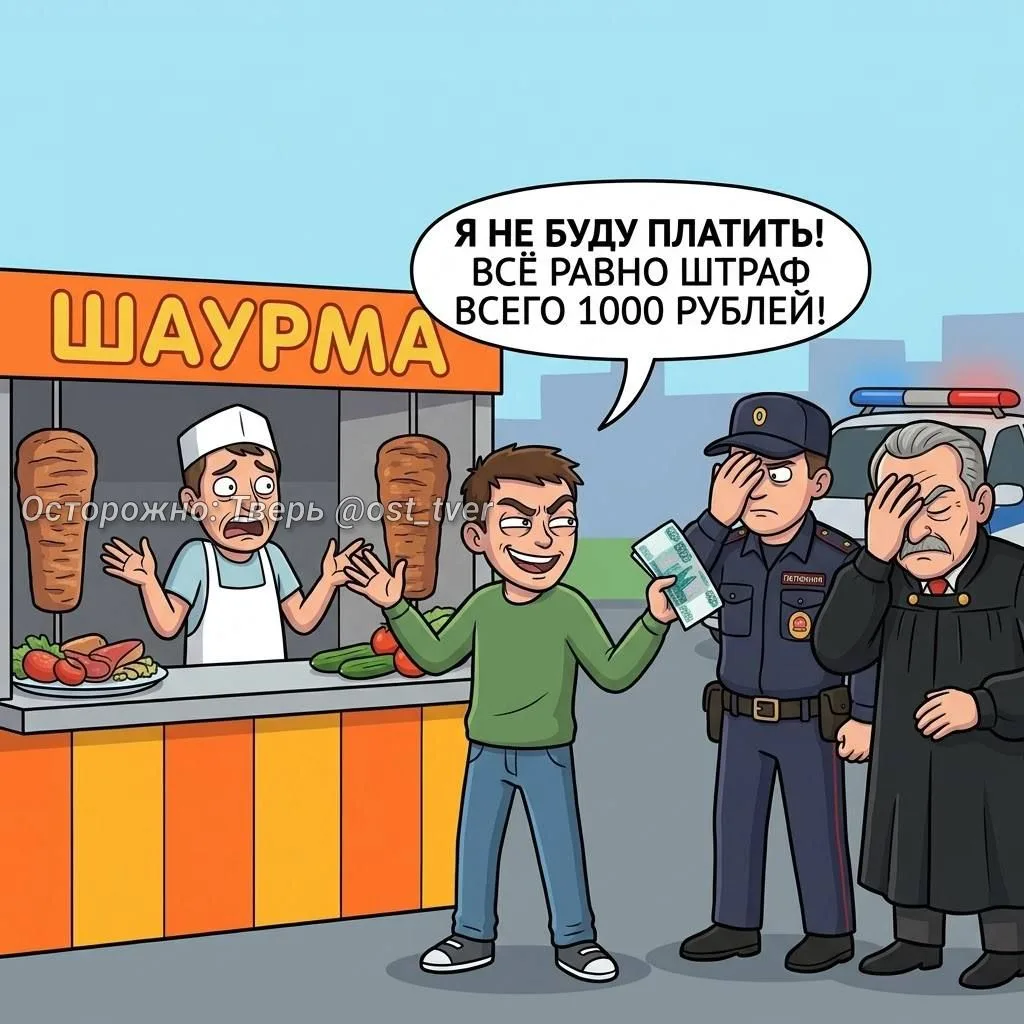 🤦‍♀️ В Торжке 23-летний местный житель устроил дебош в ларьке с шаурмой