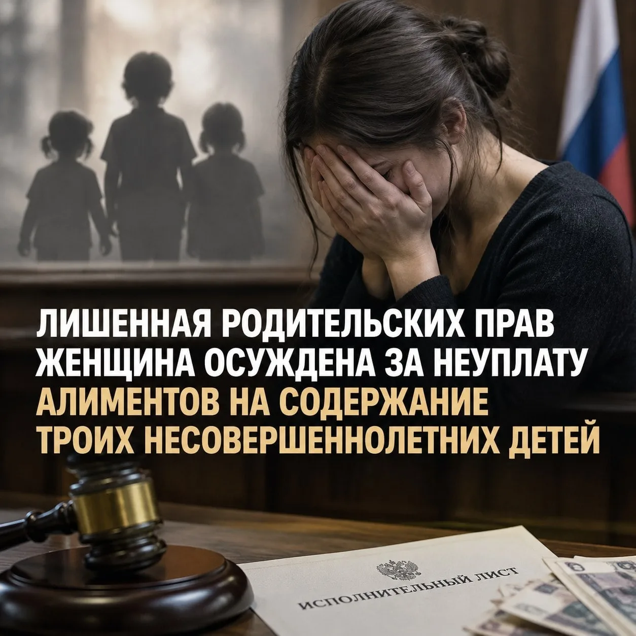 ЛИШЕННАЯ РОДИТЕЛЬСКИХ ПРАВ ЖЕНЩИНА ОСУЖДЕНА ЗА НЕУПЛАТУ АЛИМЕНТОВ НА СОДЕРЖАНИЕ ТРОИХ Н...
