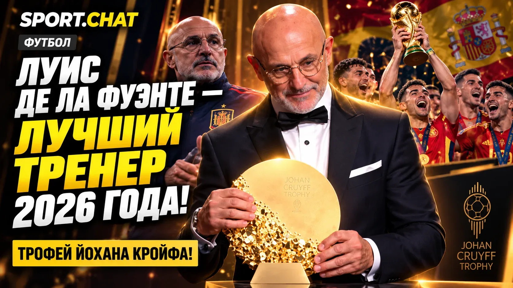 Луис де ла Фуэнте — лучший тренер мира 2026 года! Испанец получил Трофей Йохана Кройфа