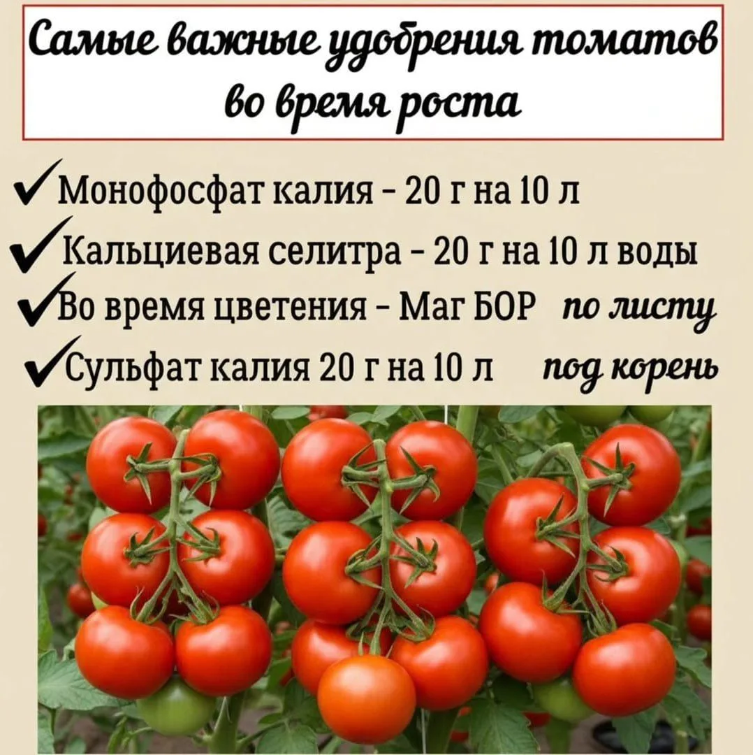 Самые важные удобрения томатов во время роста 🌱