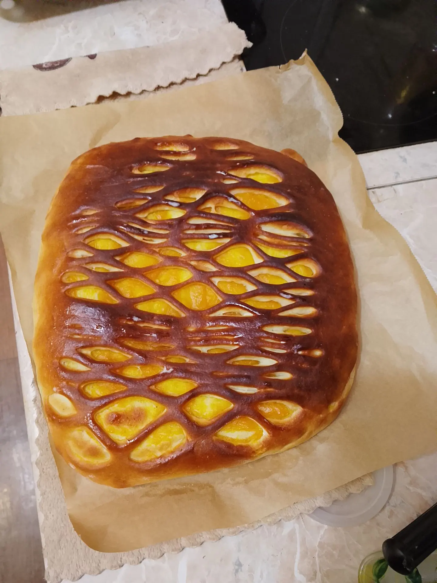 На ночь пирог с повидлом из тыквы с яблоком😋