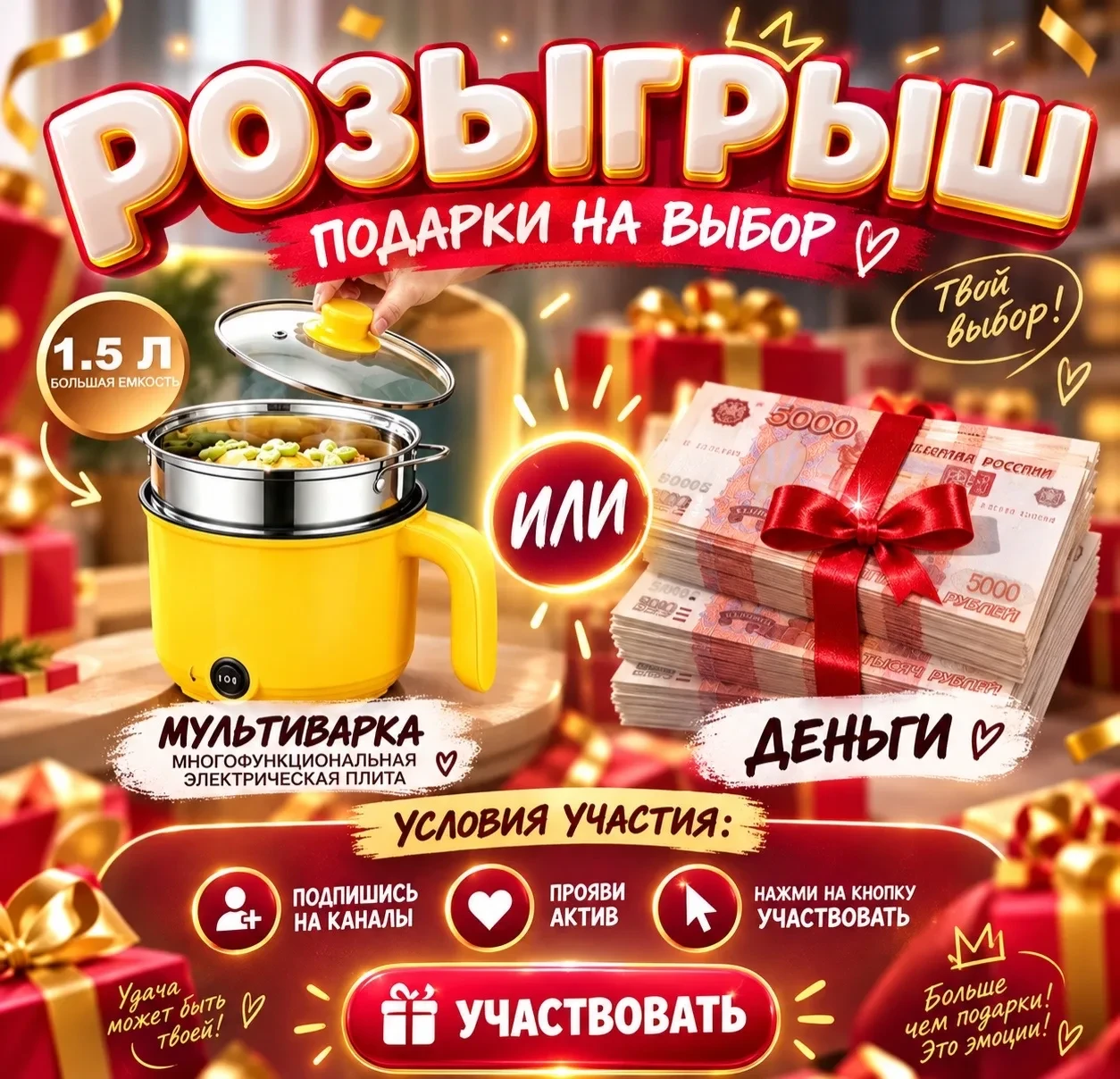 🎉ДАРИМ МУЛЬТИВАРКУ ИЛИ ДЕНЬГИ💛