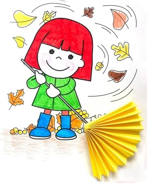 Объёмная осенняя аппликация - раскраска. Шаблон🍁🍂